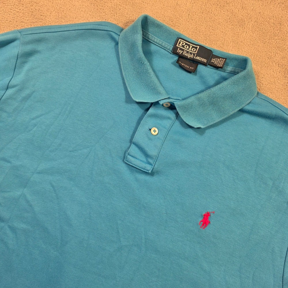 Polo Ralph Lauren Polo Shirt Mens XL Blue Custom Fit Preppy Streetwear Cotton